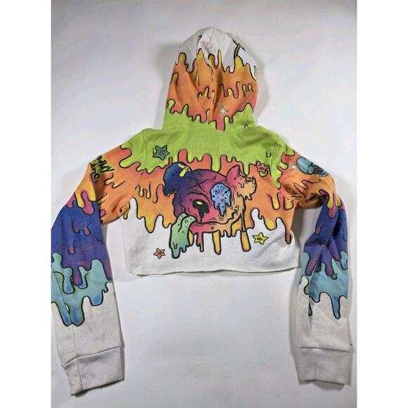Scummy Bears - Liquid Stranger Cropped Hoodie Size Small Colorful Rave - Picture 4 of 5